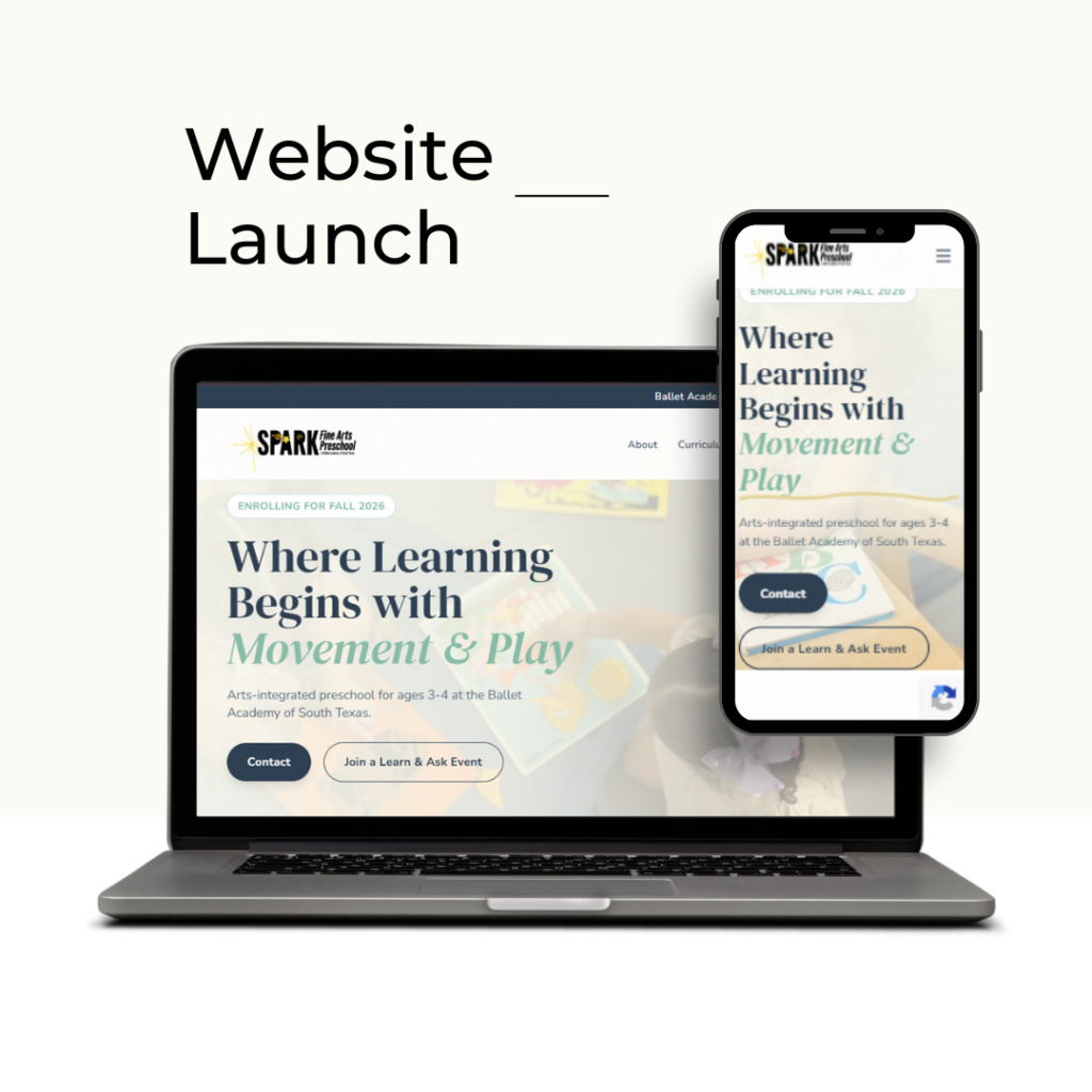 Spark Ballet Academy website launch mockup
