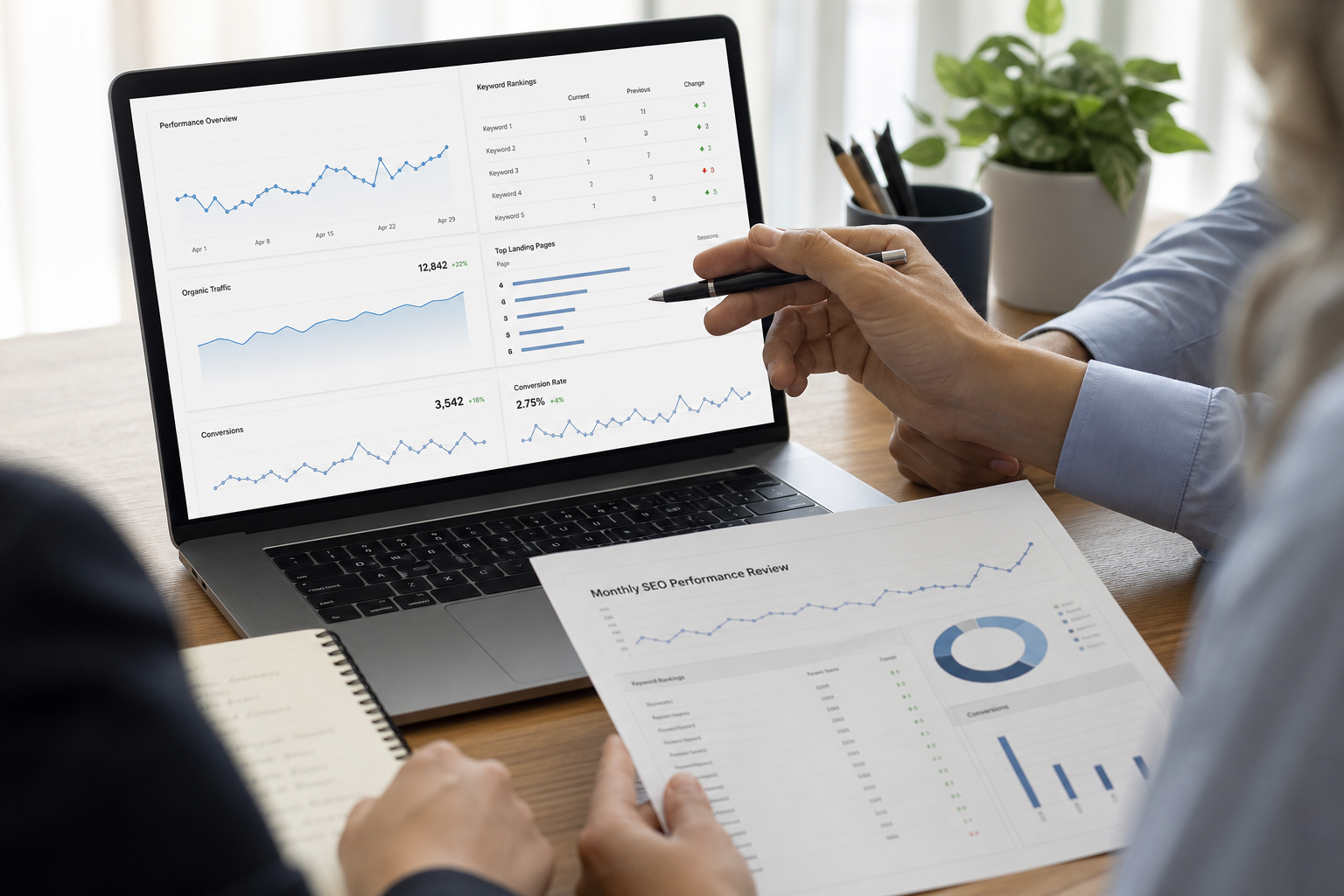 SEO reporting dashboard used to review monthly performance