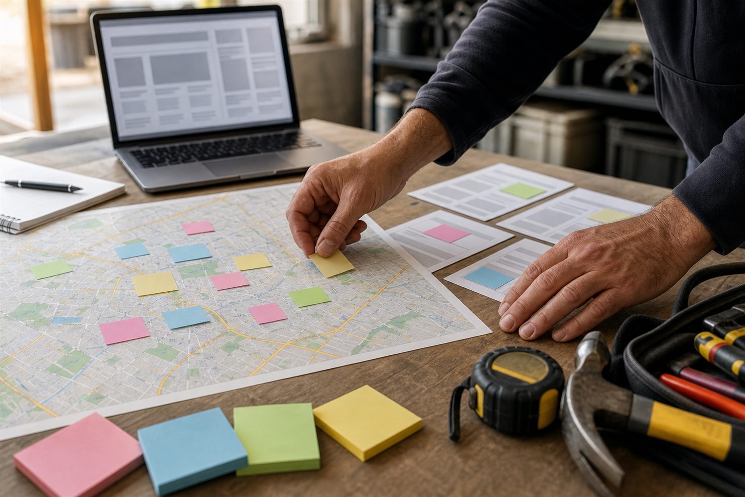 Tradie planning suburb and service pages for local SEO