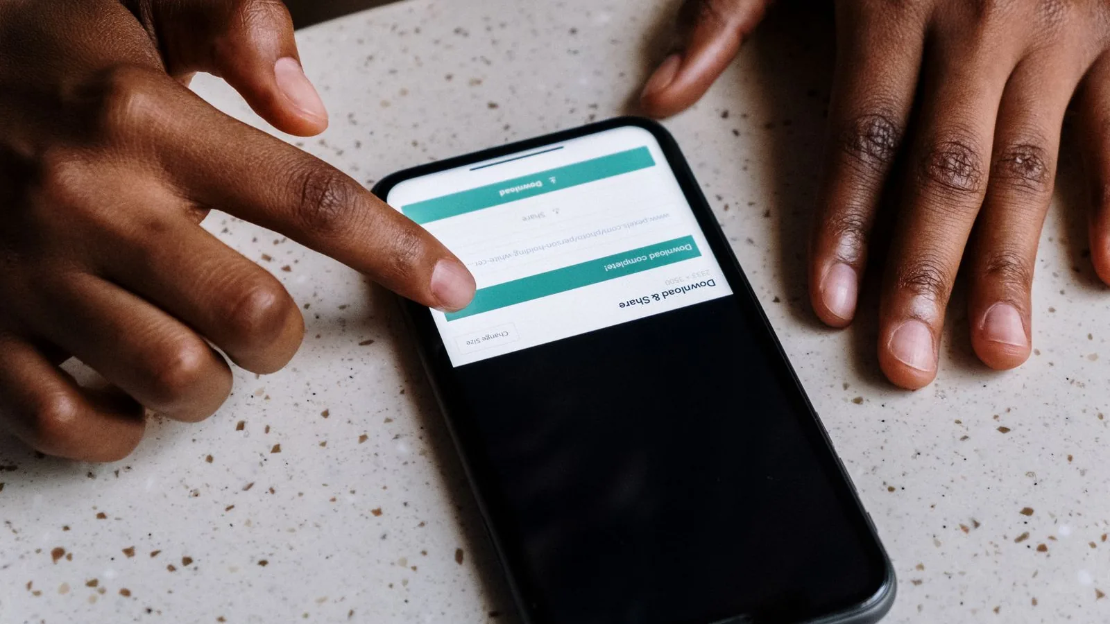 Person tapping a mobile website call to action