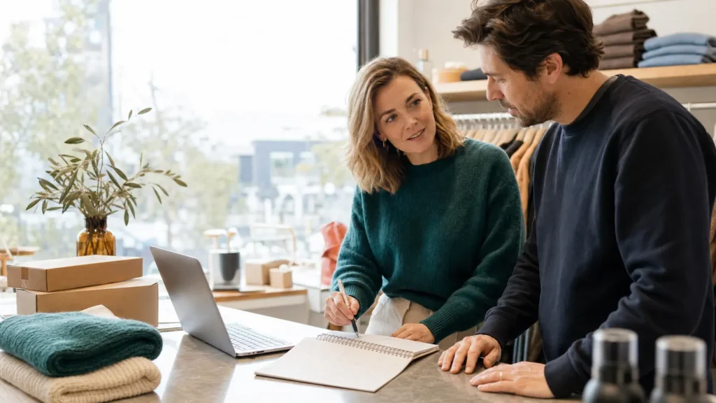 Small business owners planning together