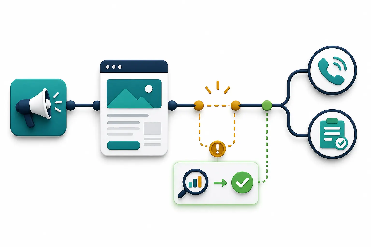 Google Ads conversion tracking path from click to phone call and form submission